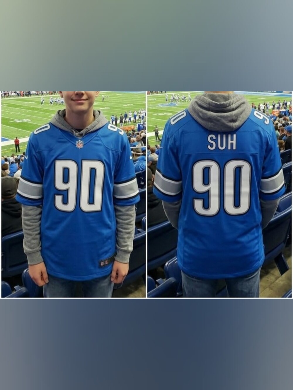 Youth Football Jersey Tee - Blue #90 Suh